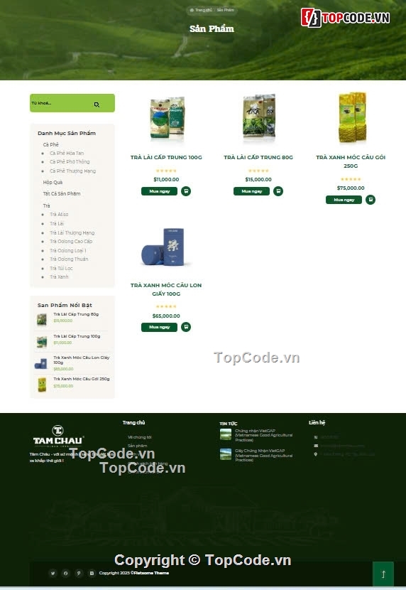 web bán trà xanh,trà đặc sản,trà cao cấp,Sharecode Website Bán trà đặc sản cao cấp